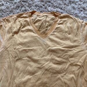Rib Khl V-Neck Short Sleeve Tee in Light Tan